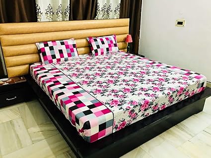 Reliable Cotton Trends Fitted Bedsheets (Purple, 250 x 250 cm)