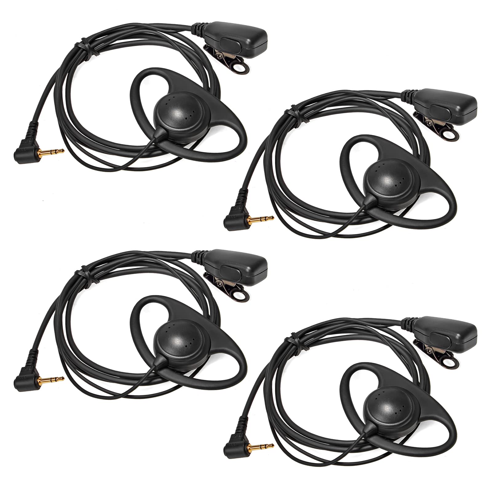 HYSHIKRA 1 Pin 2.5mm Walkie Talkie Earpiece with Mic D Shape Headset Compatible with Motorola TLKR T92 H2O T60 T80 T82 Extreme 2 Way Radio (4 Pcs)