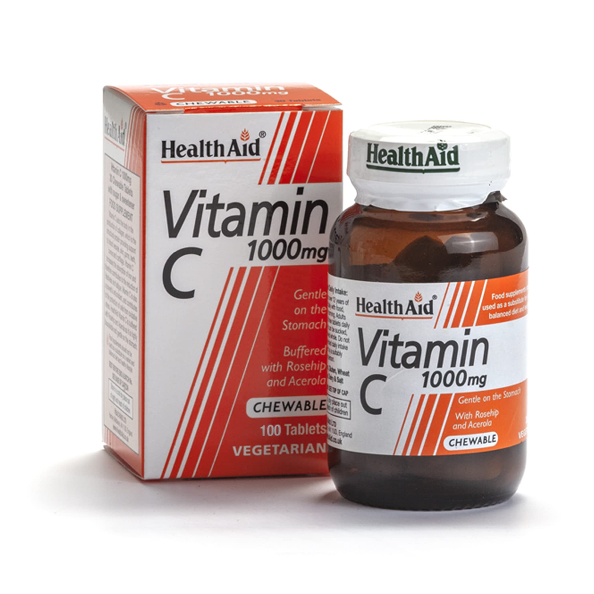 HealthAid Vitamin C 1000 mg - Chewable, 100 Vegetarian Tablets
