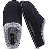 KuaiLu Mens Clog Slippers with Arch Support Suede Faux Fur Memory Foam Warm House Shoes Comfortable Slip-on Mans Bedroom Indoor Outdoor Slippers Rubber Sole