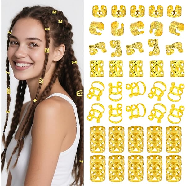 MURRAL×jurk hair cuff Amazon.com : Allereyae Vintage Shell Hair Braid Rings Gold