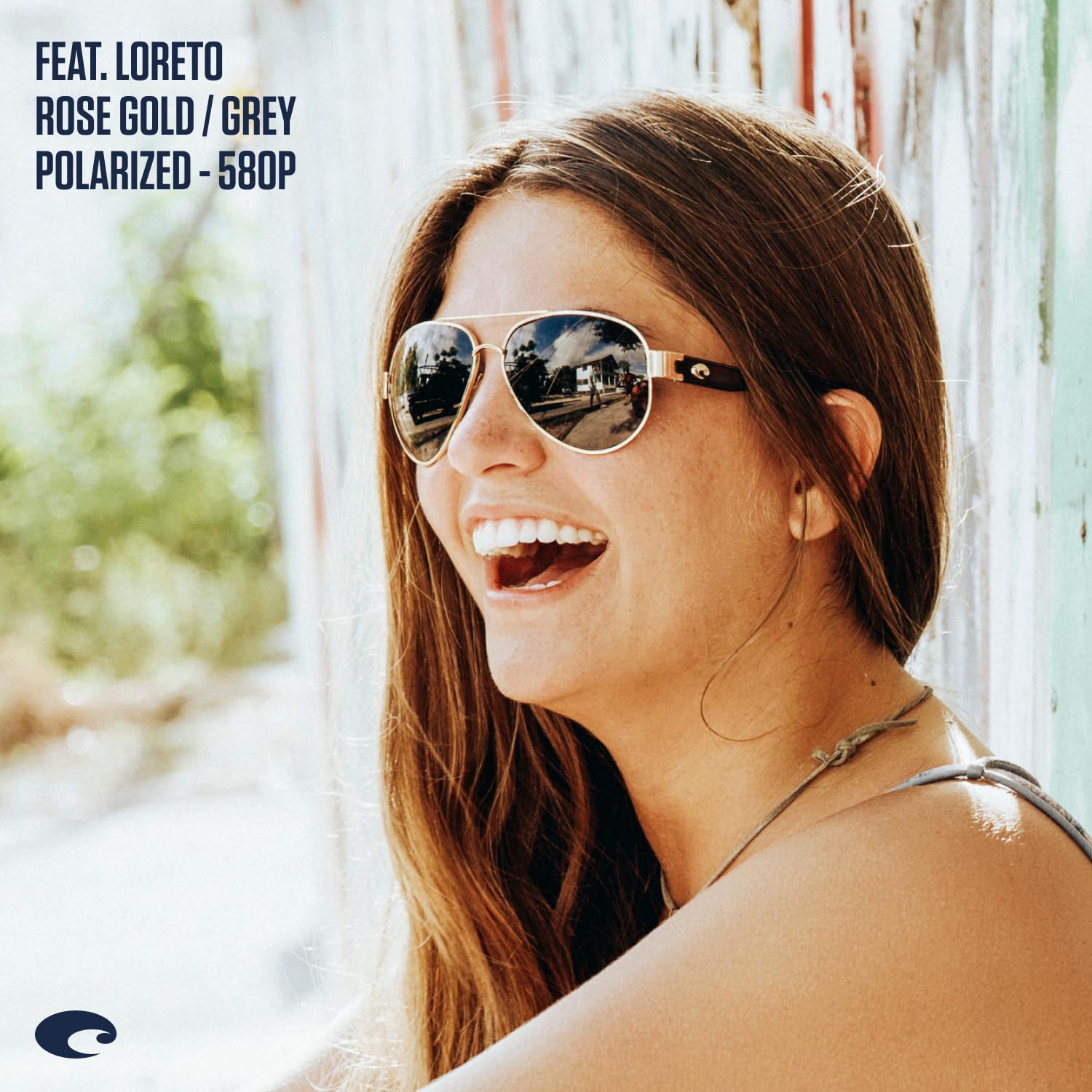 Costa Del Mar Women's Loreto Polarized Aviator Sunglasses, Rose Gold