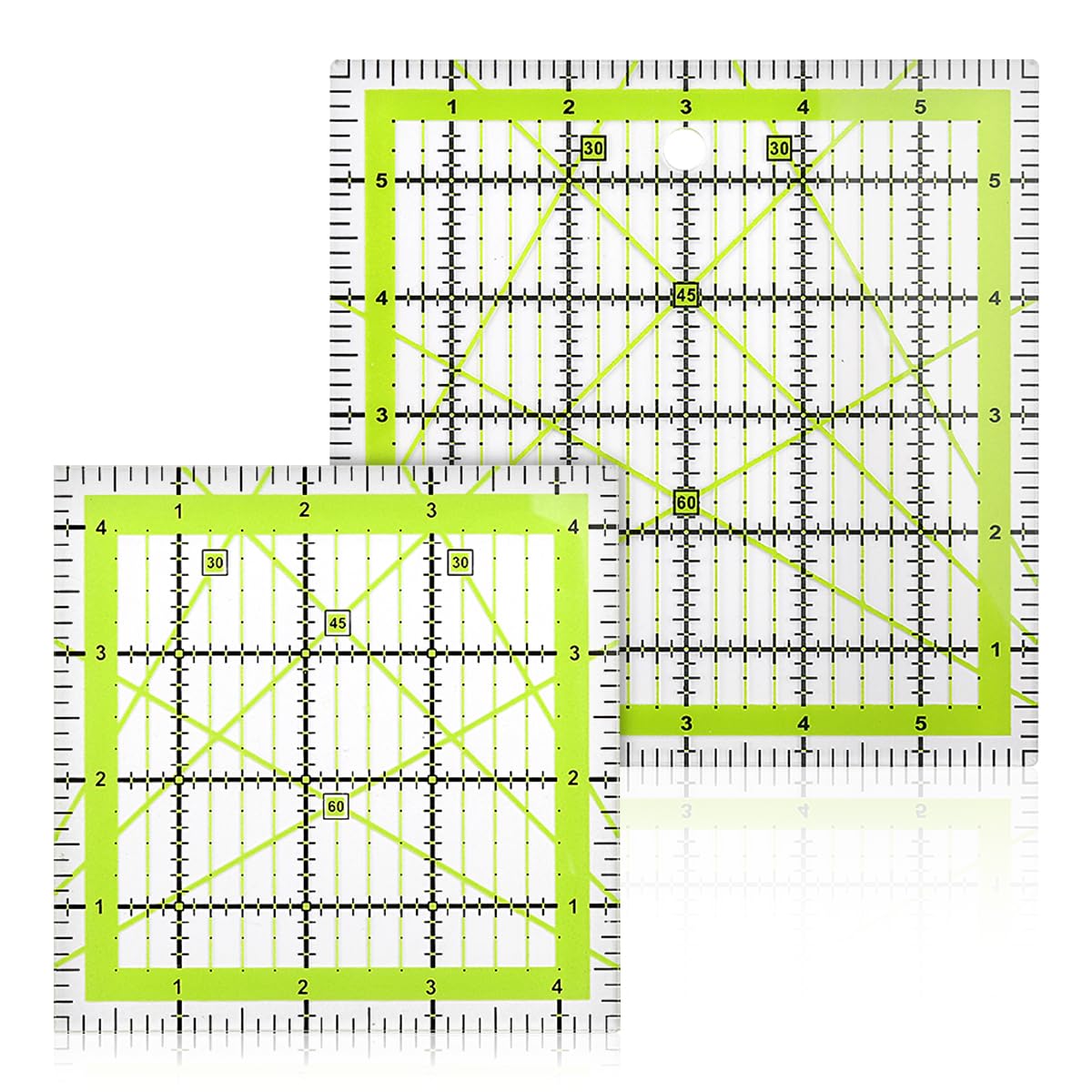 GLADFRESIT Quilters Ruler,2PCS Squares Quilting Rulers Stencils Template Acrylic Set for Sewing Quilter Precision Cutting Patchwork