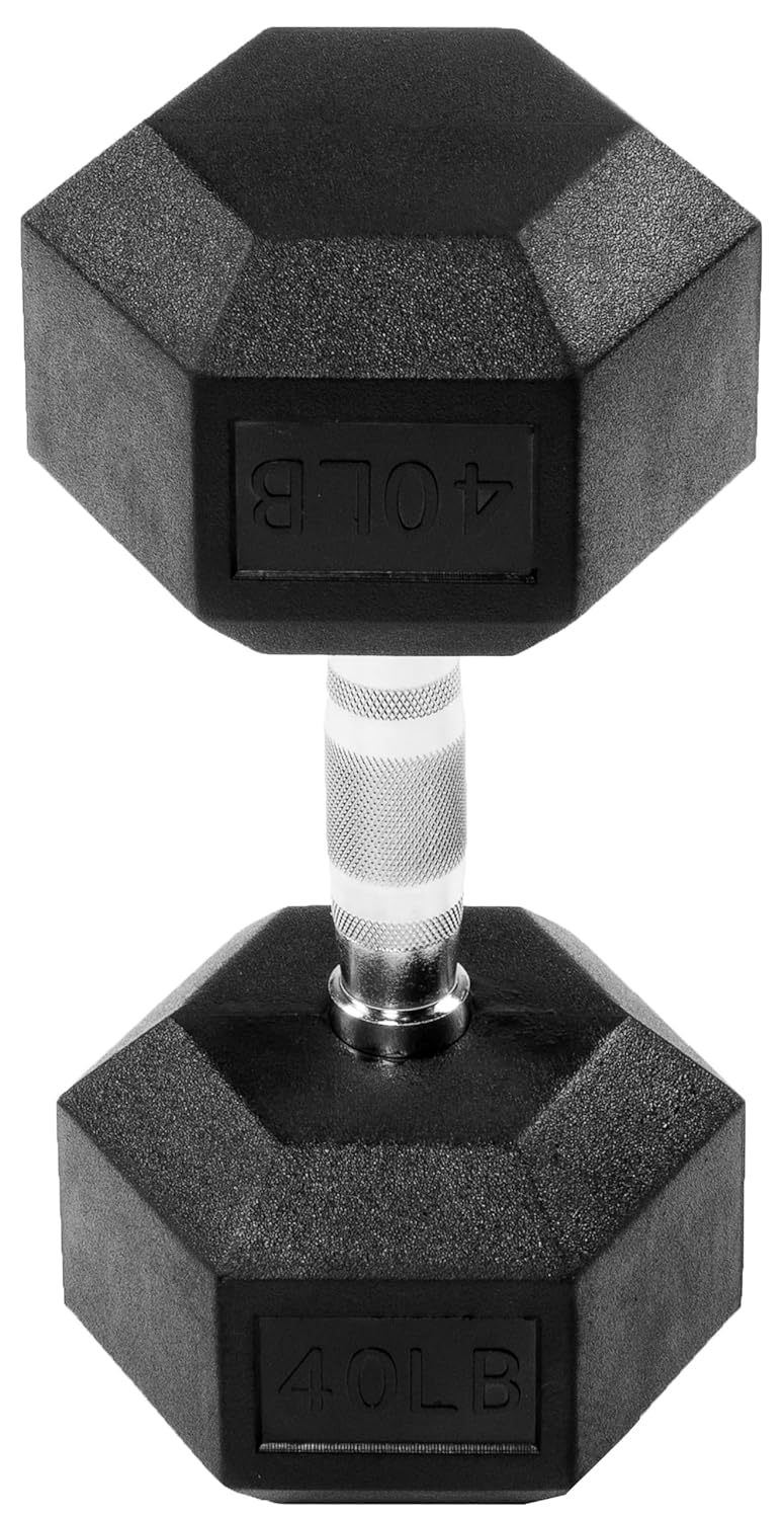 Fitvids Rubber Encased Hex Dumbbell in Pairs or Singles, Black Image