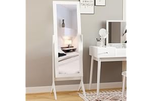 HOMCOM Full Length Mirror, Free Standing Full Body Mirror with Rectangular Frame, Adjustable Angle for Dressing Room, Bedroom