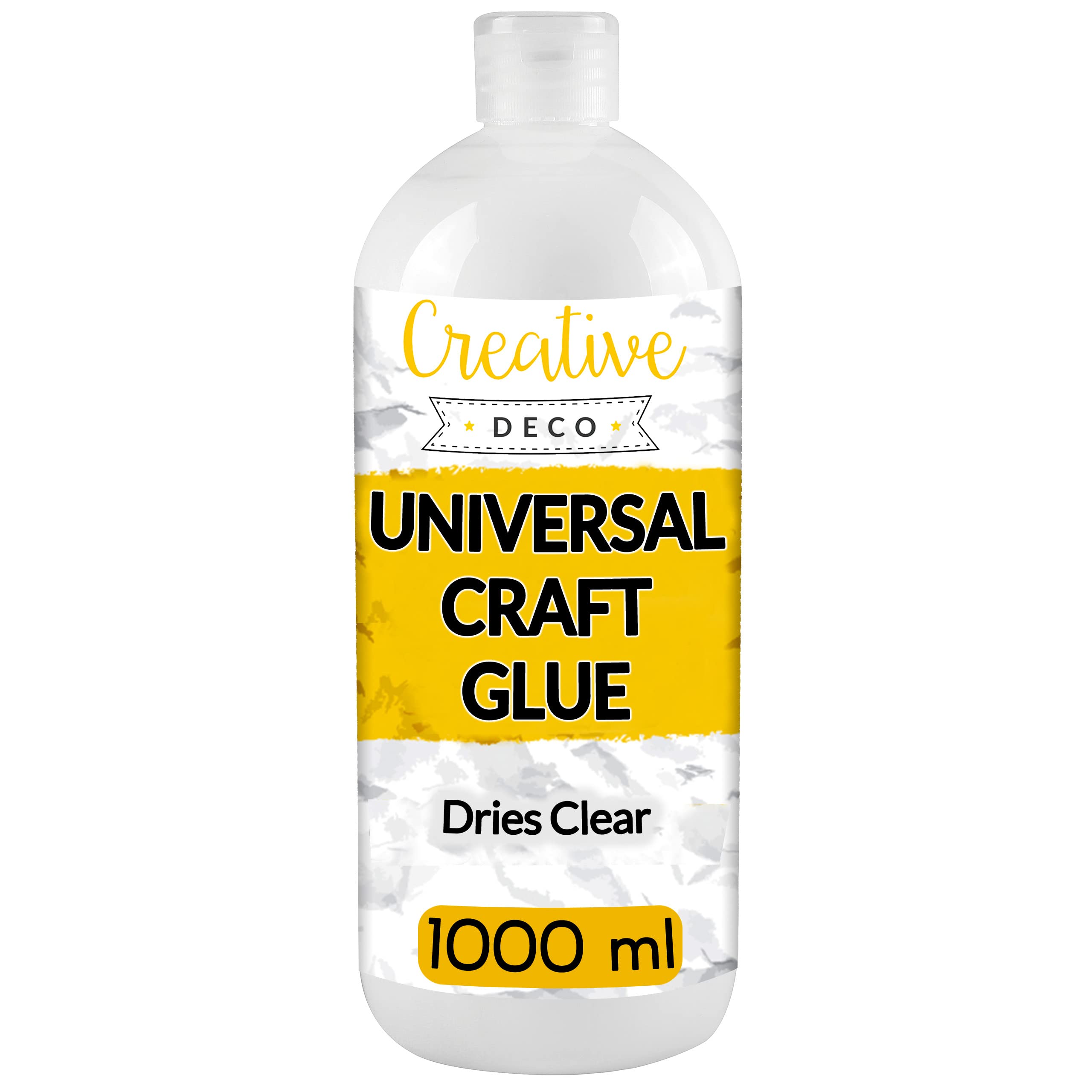 Creative Deco PVA White Craft Glue | 1 Litre Transparent Universal Craft Glue for Paper, Art, Wood, Felt, Cardboard, Ceramics, Fabric | Quick Drying & Non-Toxic
