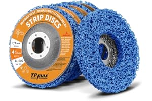 TPMAX 4-1/2" x 7/8" Stripping Discs for Rust and Paint Removal - Poly Abrasive Angle Grinder Wheels, 5-Pack (Blue)