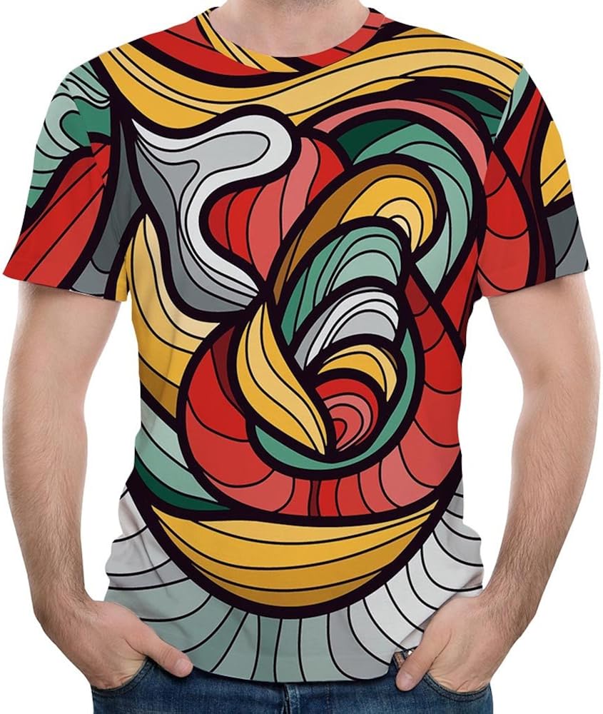 YEBIRAL Mens Cool TShirt Summer Funny 3D Print ShortSleeved ONeck