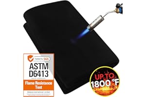 Matace 40x40 Inch Large Fireproof Welding Blanket & Pad, 5mm Thickened Fire Resistant Carbon Felt Cloth, Flame Retardant Fabric, Heat Shield for Grill Cover, Soldering, Firepit, Smoker, Black