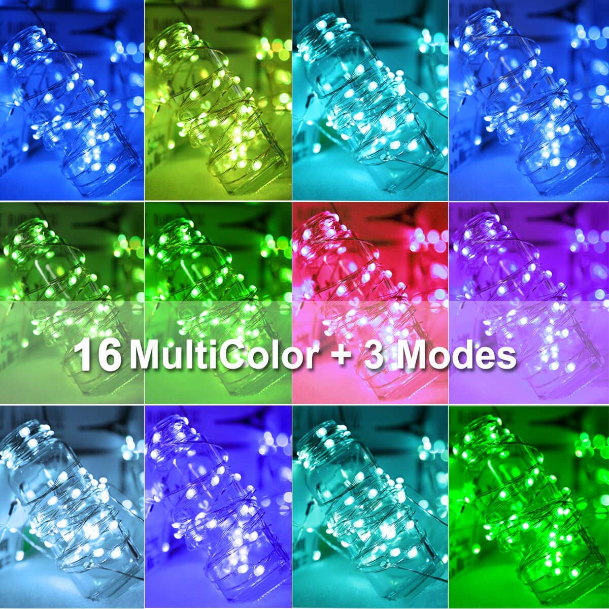 ALOVECO Fairy String Lights Battery Operated, 16ft 50 LED Multi Color Changing Twinkle String Lights with Remote,16 Colors Waterproof Outdoor & Indoor Decorative Lights for Bedroom Christmas Wedding