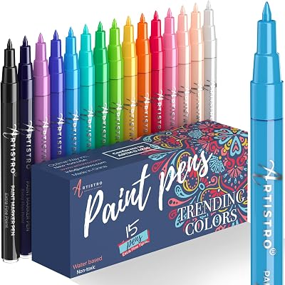 ARTISTRO 15 Acrylic Paint Pens Extra Fine 0.7mm for Rock Painting,