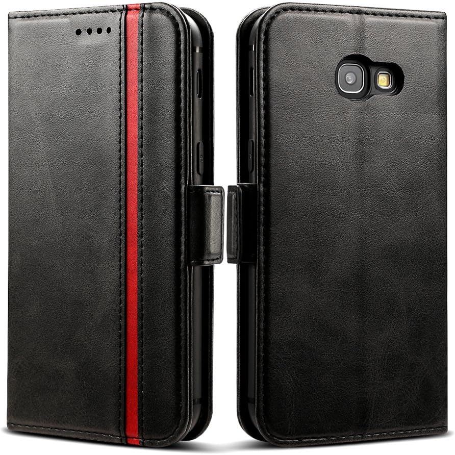 Rssviss Case for Samsung Galaxy A5 2017, Samsung A5 2017 PU Leather Case, Galaxy A5 2017 Cover Shockproof 4 Card and Change Slots with Magnetic Closure A5 2017 Flip Wallet Case, 5,0 inch Black