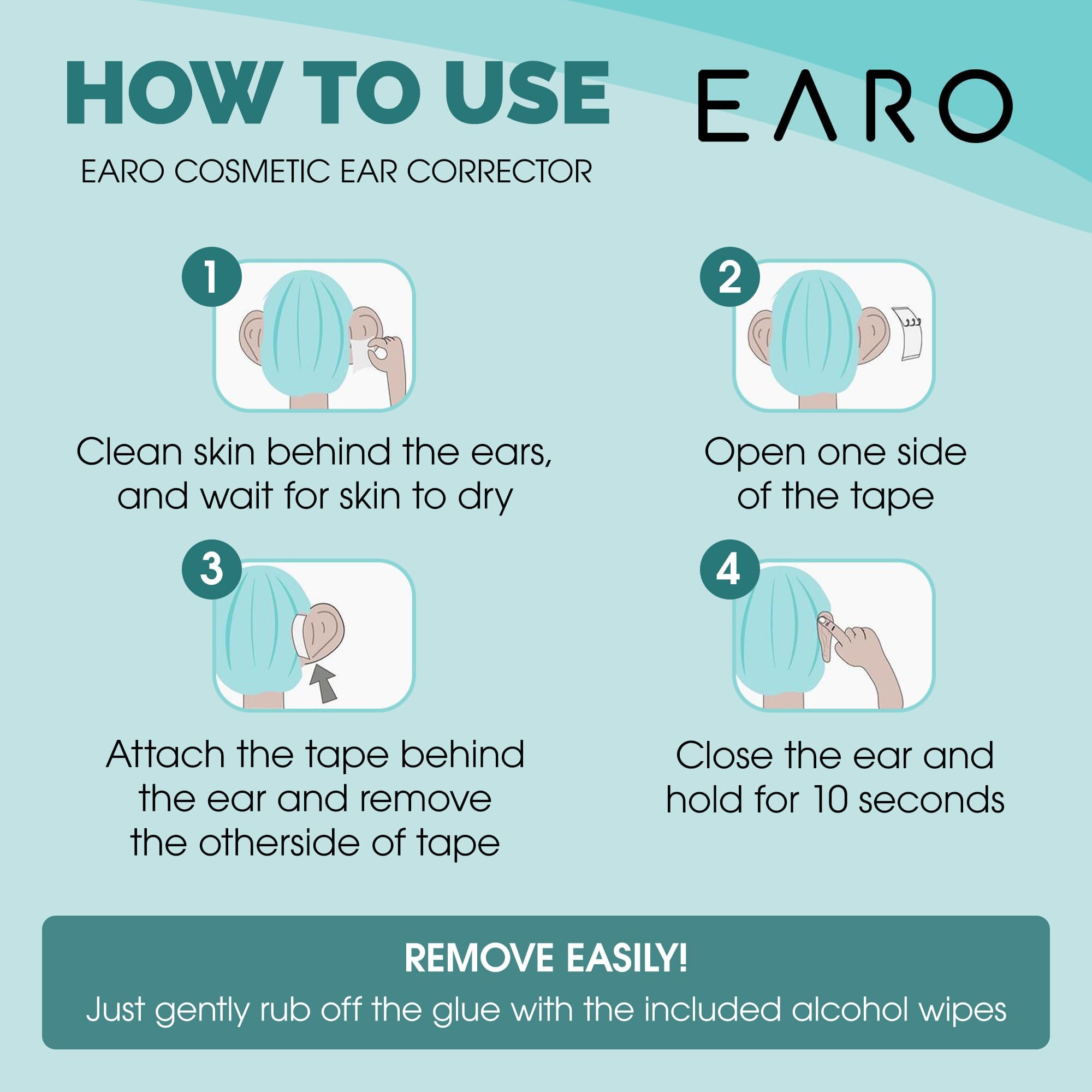 Earo Cosmetic Ear Corrector – Stronger Ear Tape Patches to Hold Back Protruding Ears Without Surgery – Discreet Ear Stickers for Big Ears - Ear Pinning Tape without Surgery – 20 Pack – Clear, One Size