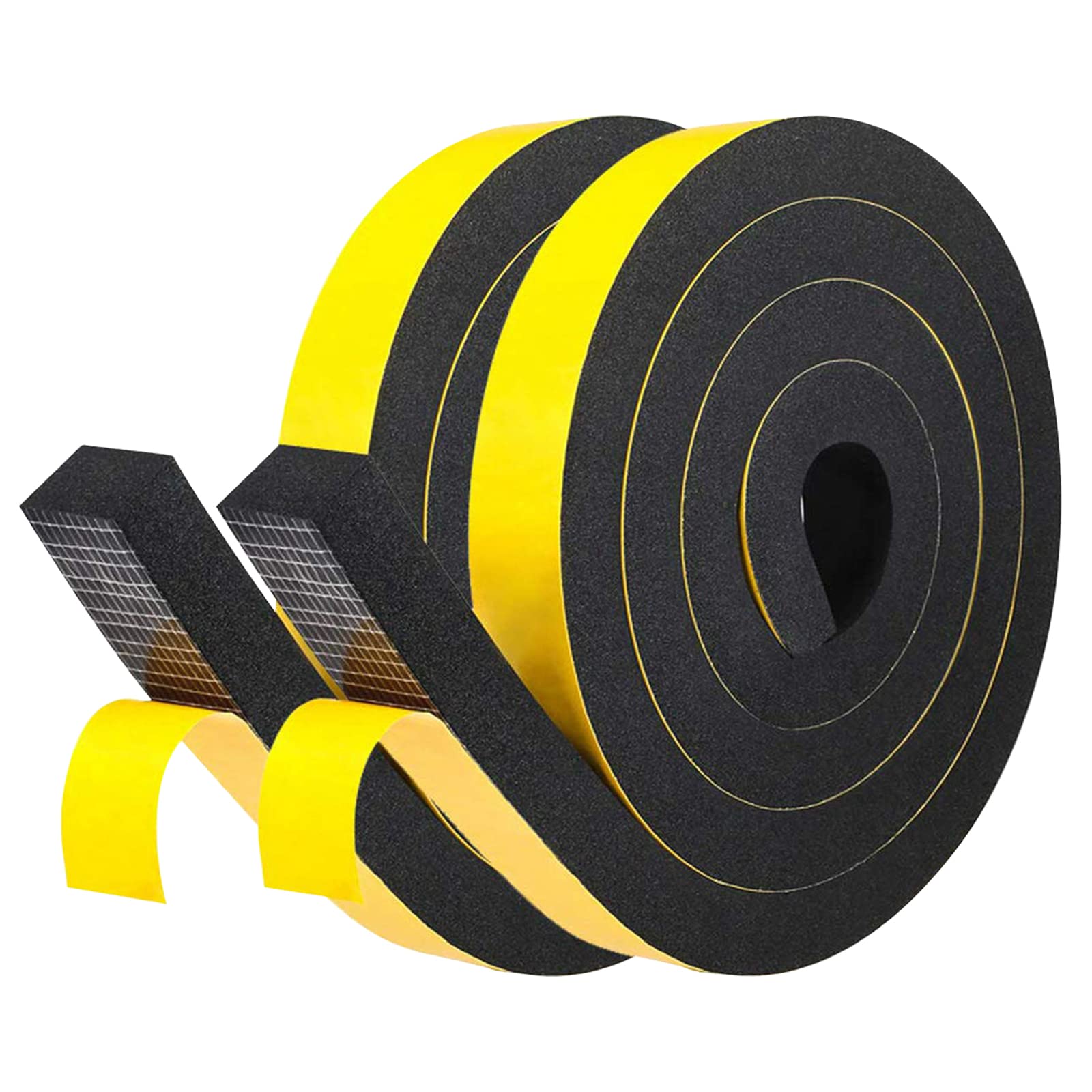 fowong Thick Self-Adhesive Foam Tape 25 mm(W) x 20 mm(T) Black Weather Stripping Seal Tape for Door Jamb Front Door Frame Insulation Foam Strip, 2 Pcs Total 4M Long