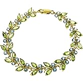 Galaxy Gold GG 16.5 Carat 14k Solid Gold Butterfly Bracelet Peridot Blue Topaz