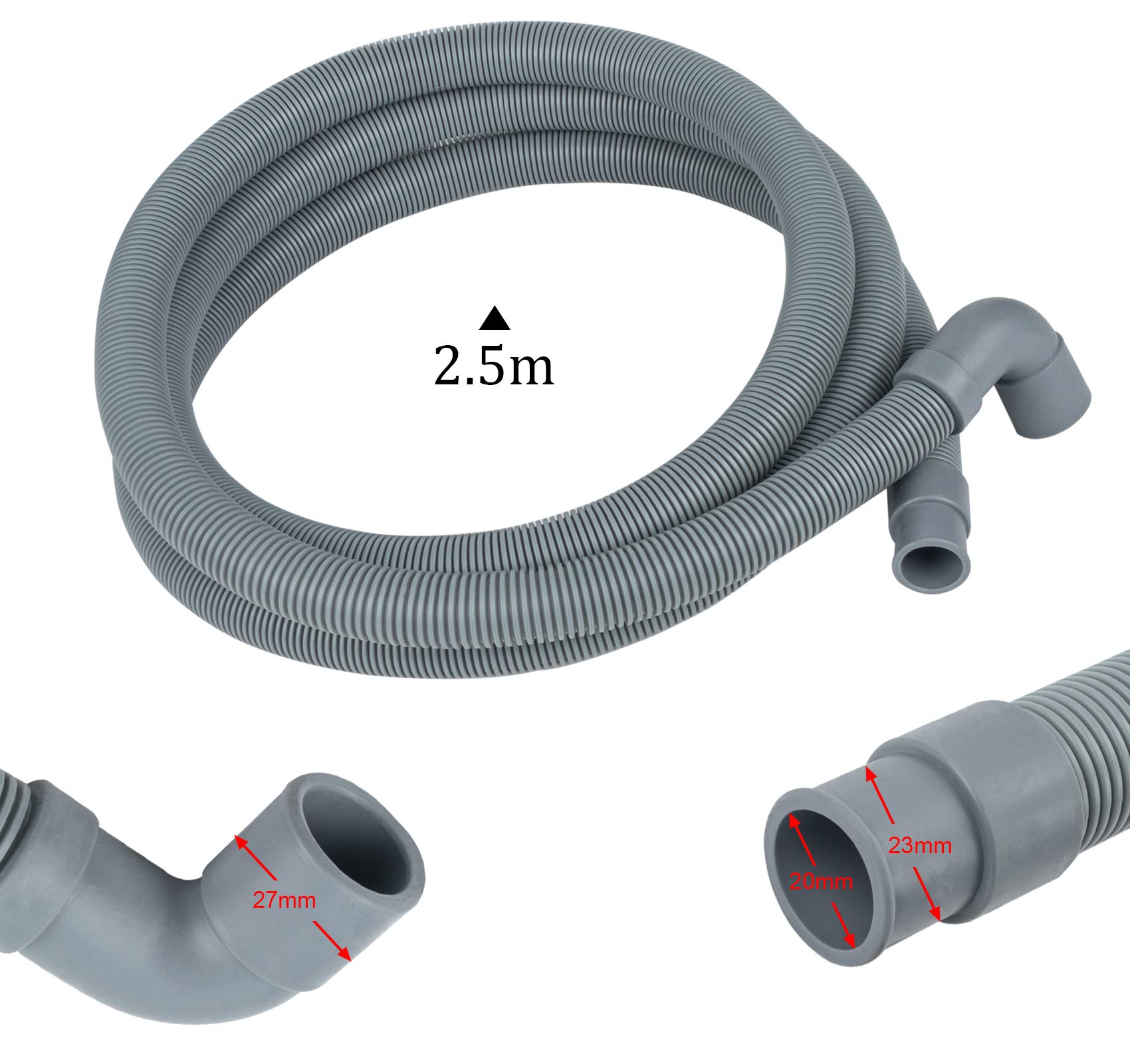 Dishwasher Drain Hose, 1Plusselect Dishwasher Drain Hose Extension Kits With Elbow, 8 FT Universal Replacement Discharge Hose Fits 5/8 Inch 7/8 Inch or 1 Inch OD Drain Outlet for Dishwasher