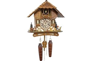 CUCKOO PALACE Cuckoo-Palace German Cuckoo Clock - Blackforest Hillside Chalet with Wonderful Animals with Quartz Movement - 10 1/4 inches Height