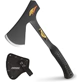 ESTWING Camper's Axe, 19" Black Outdoorsmen Axe, E44ASE | Made in USA, Outdoor Versatility, Patented Shock Reduction Grip, Forged In One Piece, Heavy Duty Sheath
