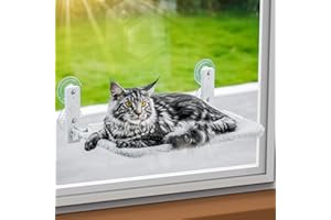 Mewoo Sturdy Cat Window Perch Cat Hammock Seat for Indoor Cats Reversible Mat Use Year-Around Cat Bed Providing All-Around Su