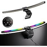 Quntis RGB Curved Monitor Light Bar 26'', Backlight & Remote Desk Lamp with 2 Adjust Light Bar for Flexible Lighting,Glare-Fr
