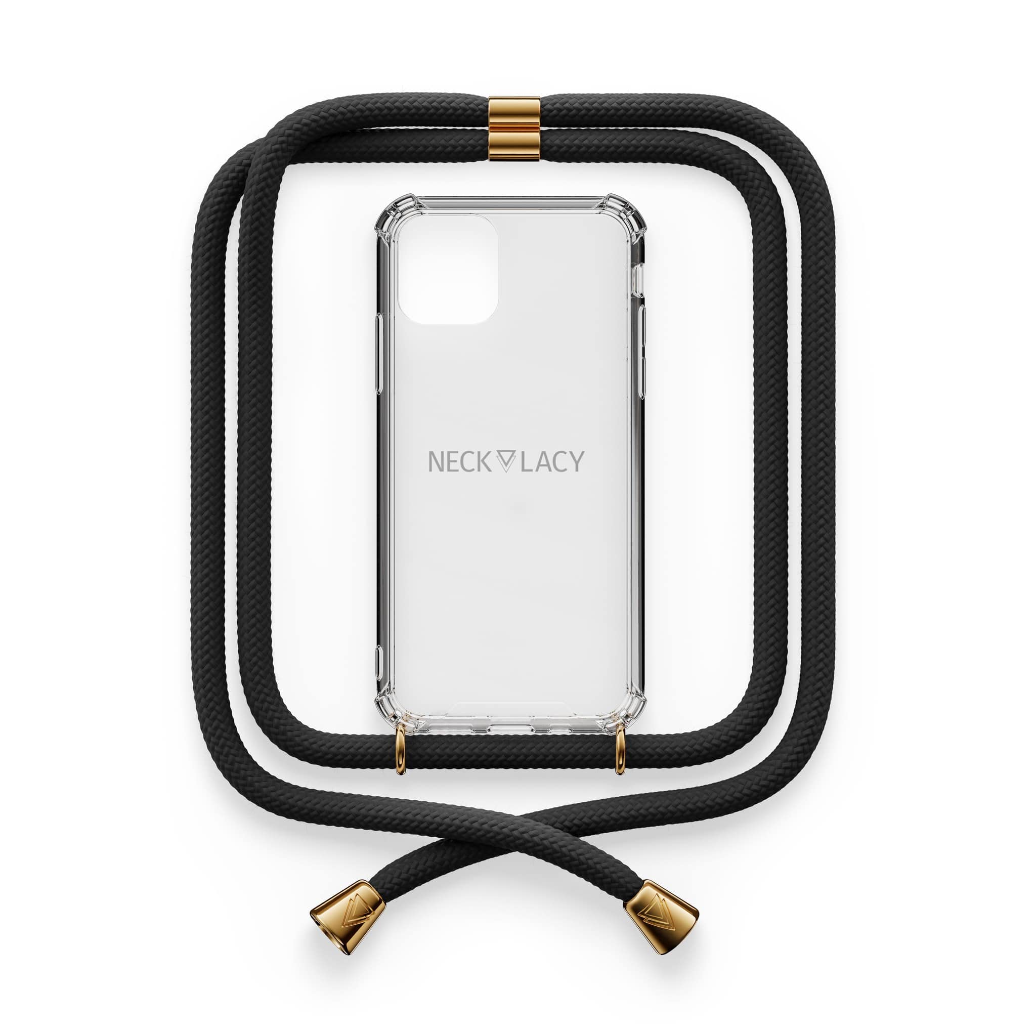 NECKLACY® - The Phone Necklace - Mobile Phone Chain for Apple iPhone 11 Pro in Elegant Black | Transparent Mobile Phone Case with High-Quality Cord for Hanging - Smartphone Crossbody Case