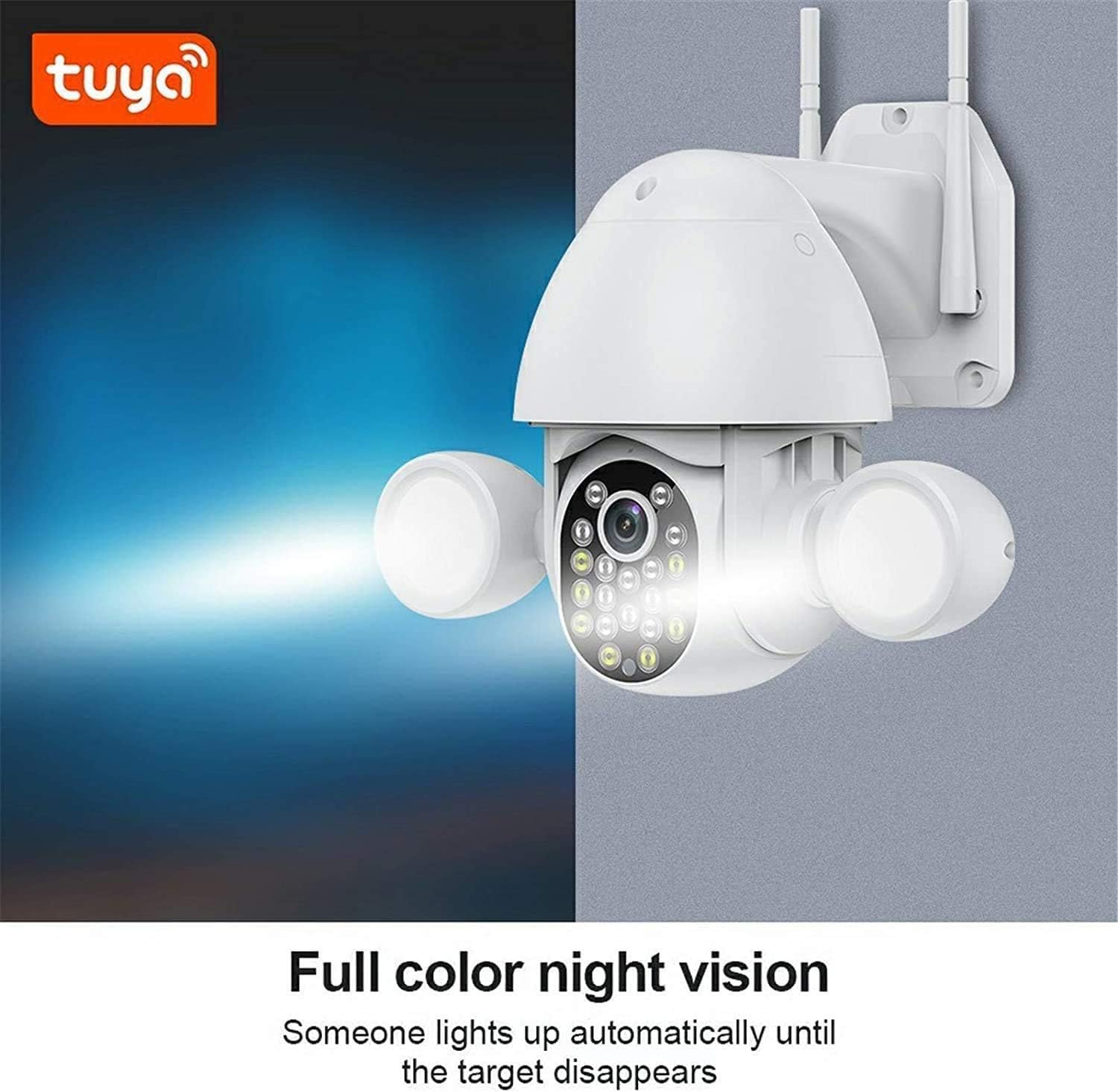 Floodlight Camera, HD Outdoor Security Camera, IP66 Waterproof, Auto Night Vision, Motion-Activated Lights and Camera, Compatible with Tuya & Smart Life, Outdoor Floodlight Lighting (3MP Camera) : Camera & Photo