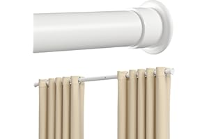 ZipGlo Tension Curtain Rod 64-120 Inches, Heavy Duty Tension Rod for Windows, No Drilling Adjustable Curtain Rod for Patio, Renter Friendly Pressure Curtain Rods for Room Divider, Outdoor, White