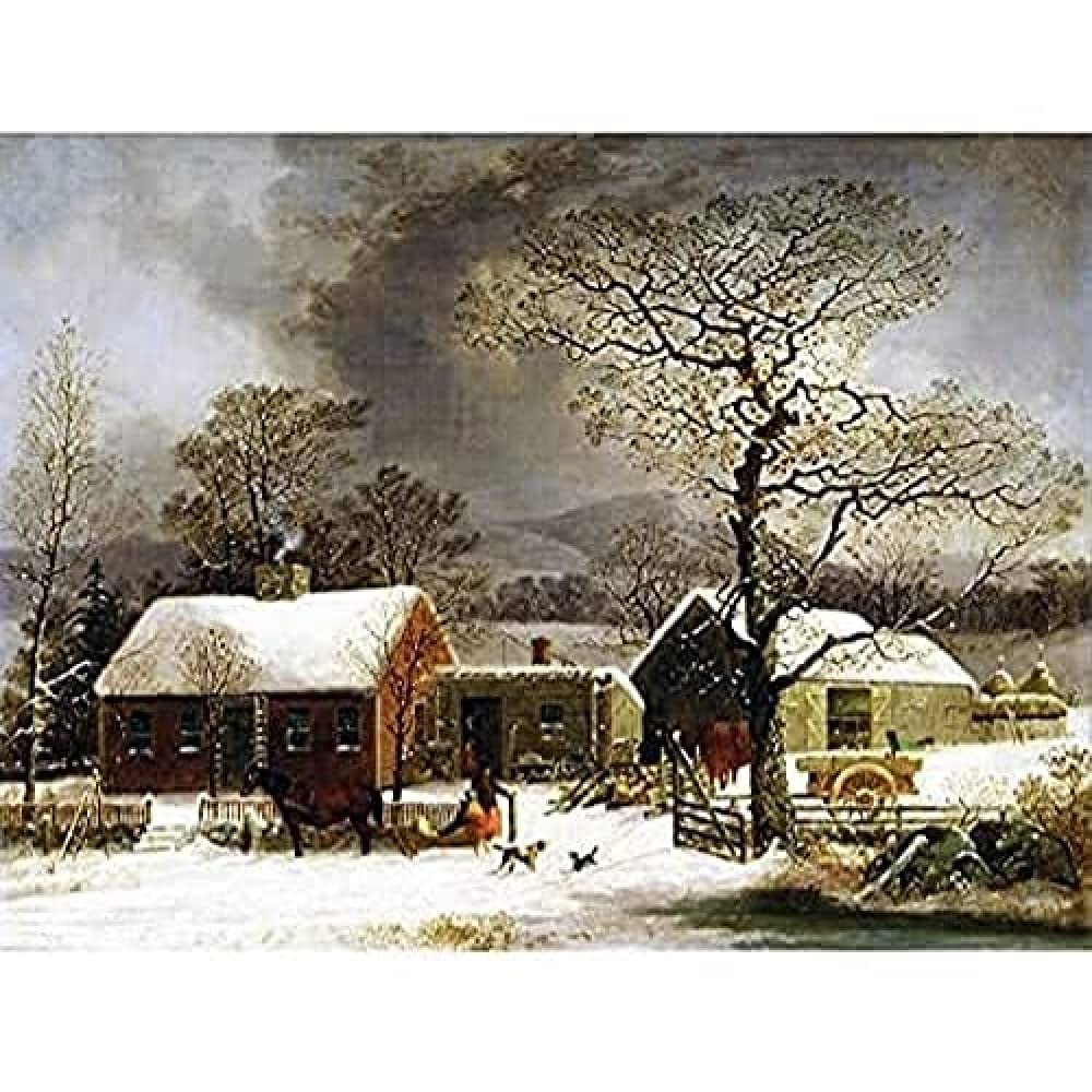 Durrie Winter Scene New Haven Connecticut Pretty Painting Art Print Canvas Premium Wall Decor Poster Mural
