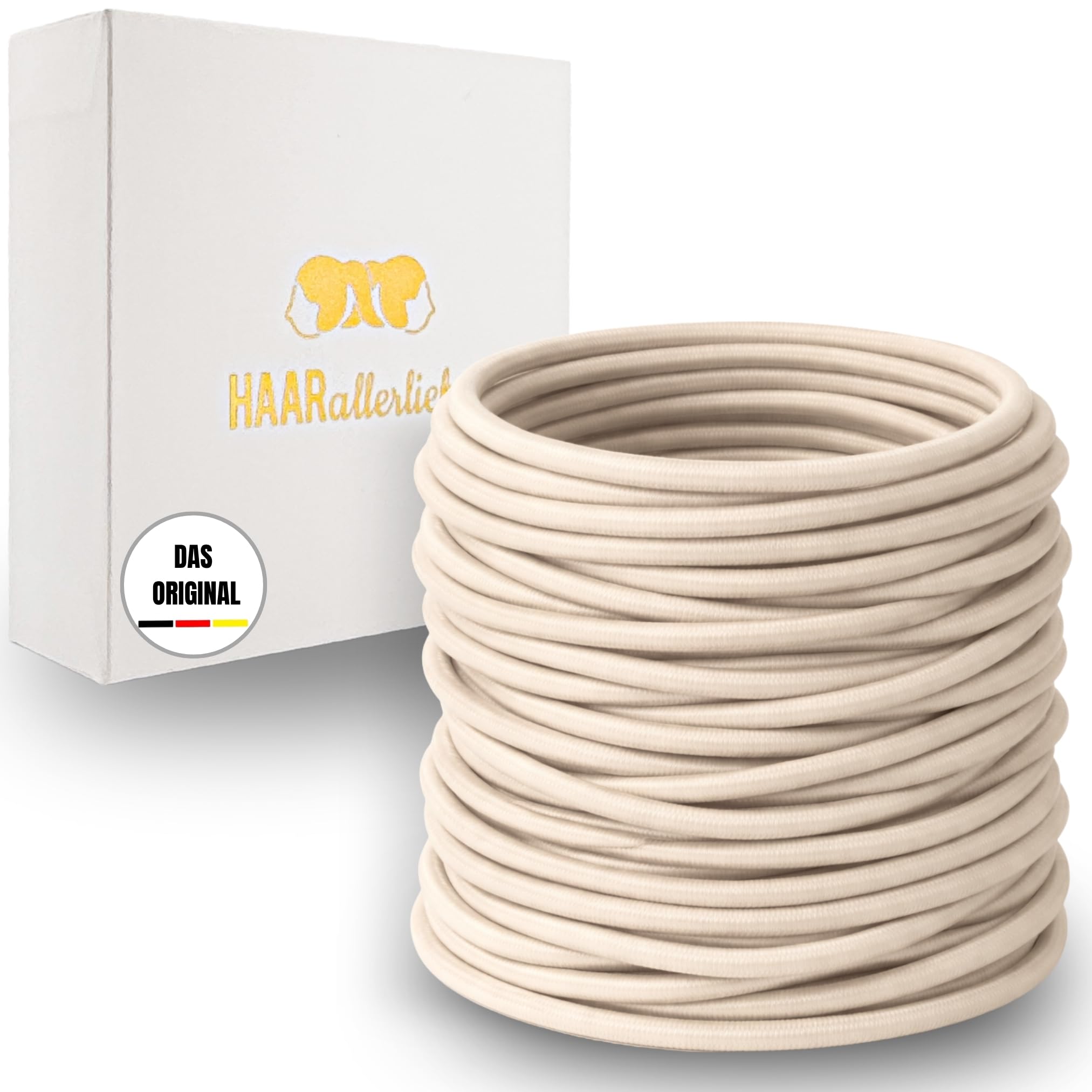 Haarallerliebst Hair Bobbles Thin (30 Pieces, Light Beige, 1.5 mm Thick) for Blonde Hair Includes Storage Box