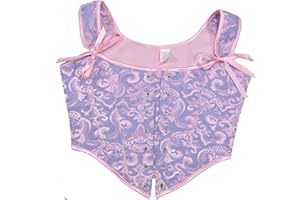 LMSXCT Women's Vintage Floral Lace Up Boned Camisole Bustier Royal Court Suspender Corset Fairy Crop Cami Tops Party Bodice