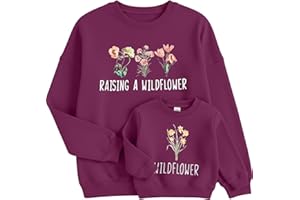 LOTUCY Raising A Wildflower Sweatshirt Mom Toddler Matching Outfits Mommy And Me Matching Shirt Mother Daughter Son Tops