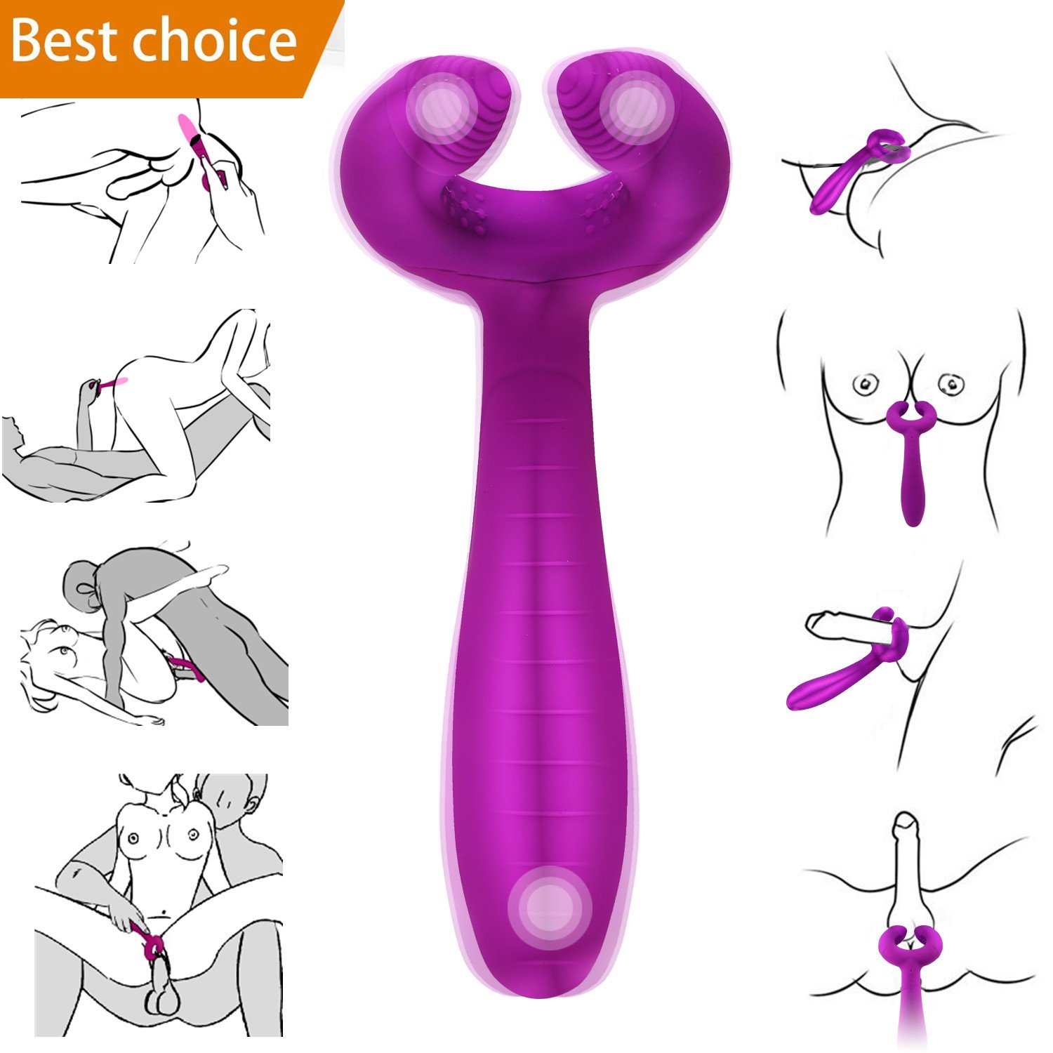 Silikon Dreifacher Vibrator für Sie Klitoris und G Punkt Paarvibrator mit Klitorisstimulation,Analvibratoren Prostata Stimulator mit 7 Vibrationmodi SexSpielzeug für Frauen und Paare