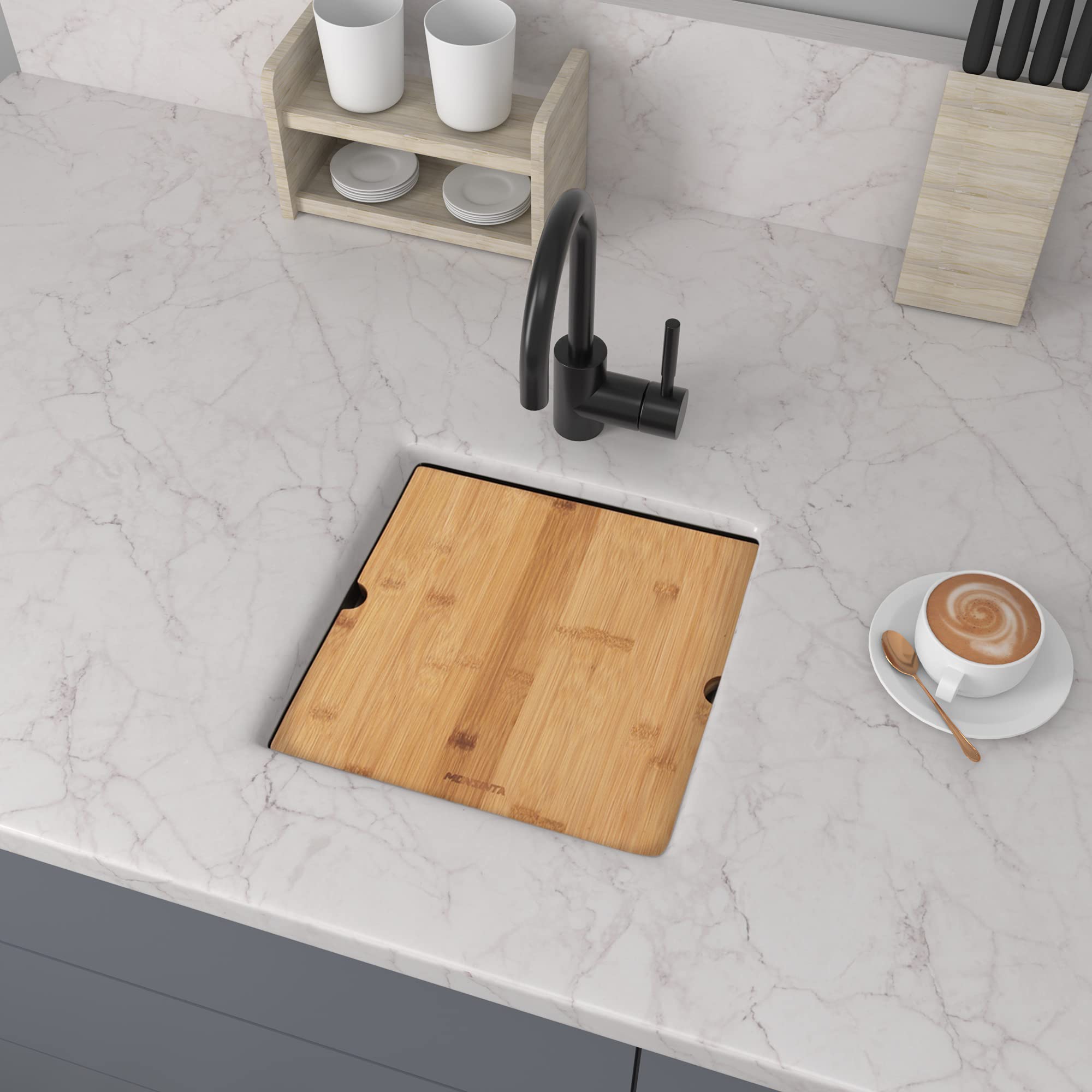 MONSINTA Black Bar Sink, Undermount Bar Sink, 15