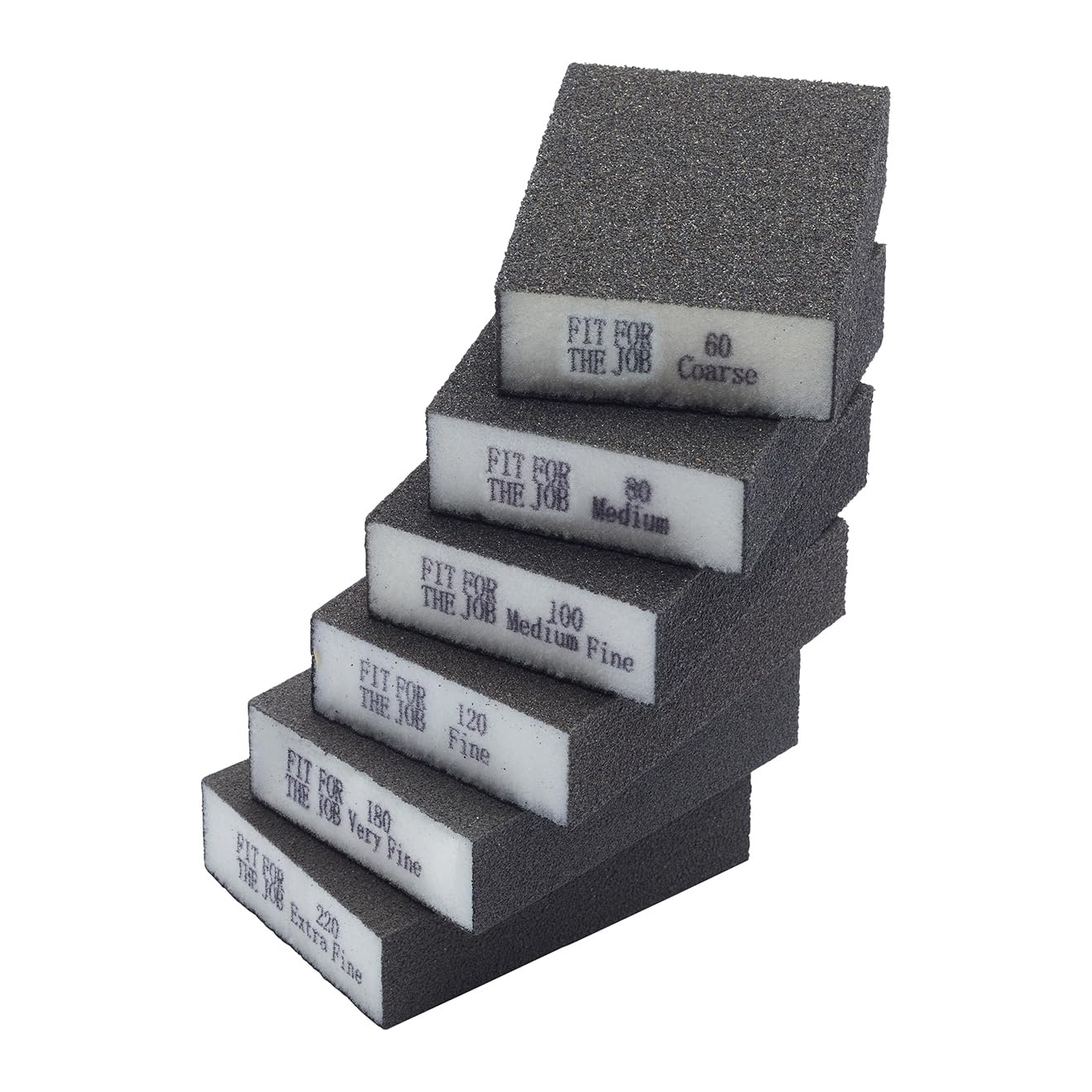 Fit For The Job Sanding Block 6 pcs 60/80/100/120/180/200 Grits Flexible Sanding Sponges/Blocks Washable Wet & Dry Abrasive Pads for Wood, Walls, Plaster, Sandpaper