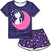 CHILDRENSTAR Pajama Sets for Girls Kids Pjs Summer Cotton Short Sleeve Sleepwear