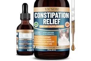 VICSOM Cat Constipation Relief for Cats, Natural Liquid Constipation Drops for Cats Soften Stool, Promotes Digestive Health, Cat Herbal Supplements, Chicken Flavor, 60 Ml/2 Fl Oz