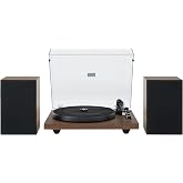 Crosley C62C-WA Record Player with Speakers, Walnut | 2-Speed Turntable, ATN3600L Audio-Technica Cartridge, Standard 1/2" Mount, Bluetooth In, Matching External Speakers