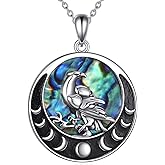 YONFQE Raven Necklace S925 Sterling Silver Crow Raven Pendant Jewelry Gifts for Men Women