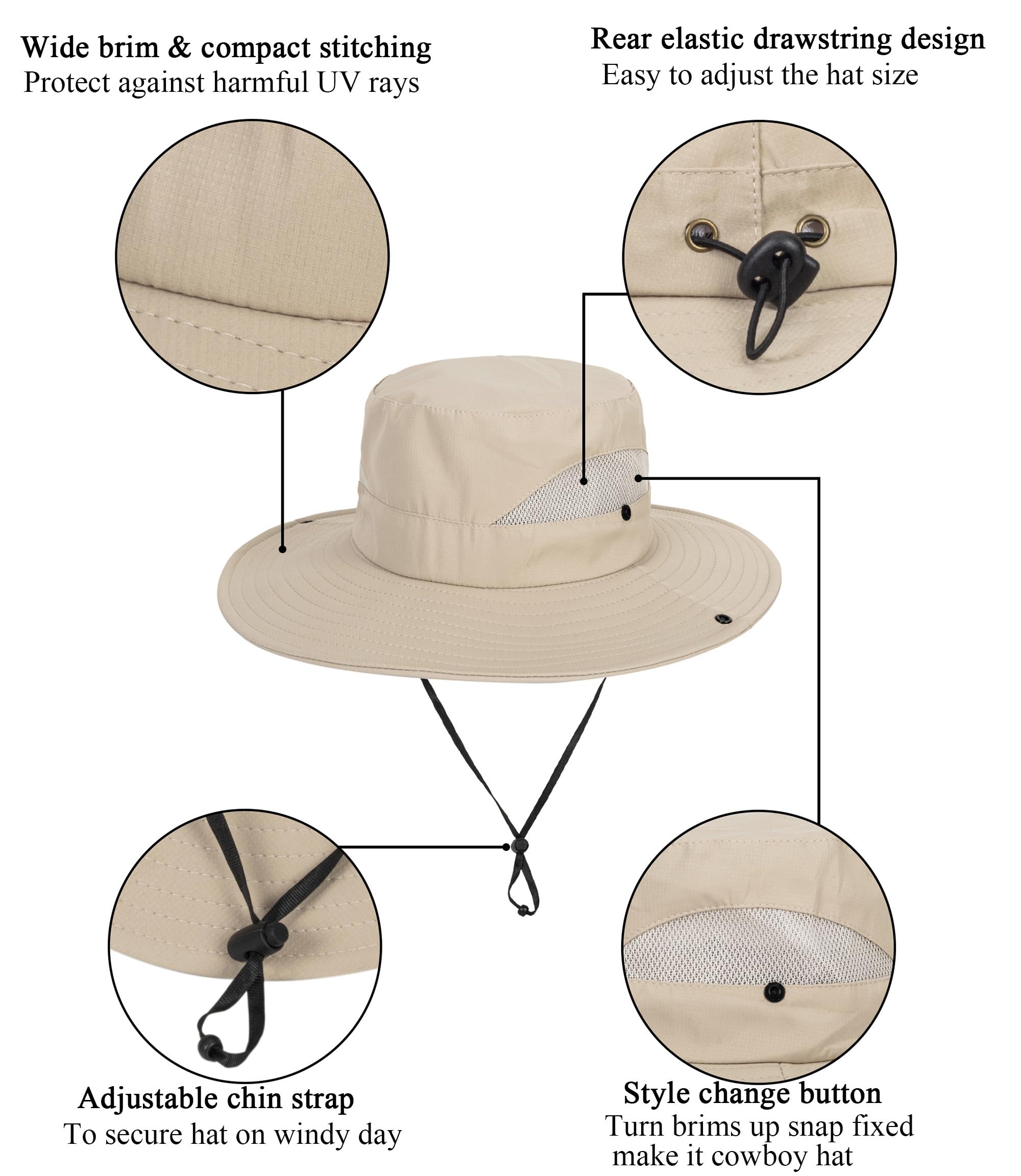 Kids Sun Hat with UV Protection Beach Bucket for Boys & Girls Wide Brim Safari Boonie Cap for Summer Outdoor(for 5-10T)