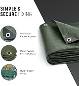 Keplin 3x3m Waterproof Tarpaulin Cover Sheet 90GSM Green view 7