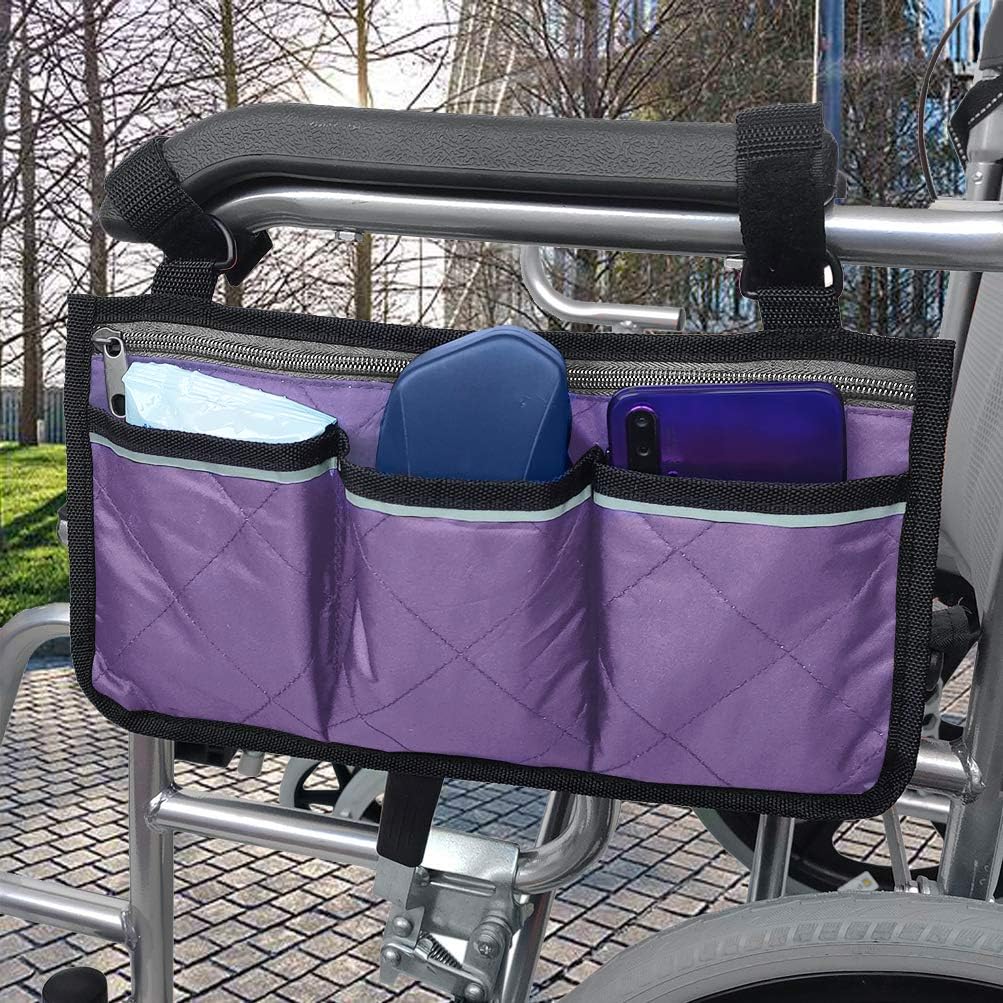 Wheelchair Accessories, Purple Waterproof Wheelchair Bags to Hang on Back with Bright Line Black Storage Organizers for Home/Outdoor/Baby Cart (Purple Side): Health & Personal Care
