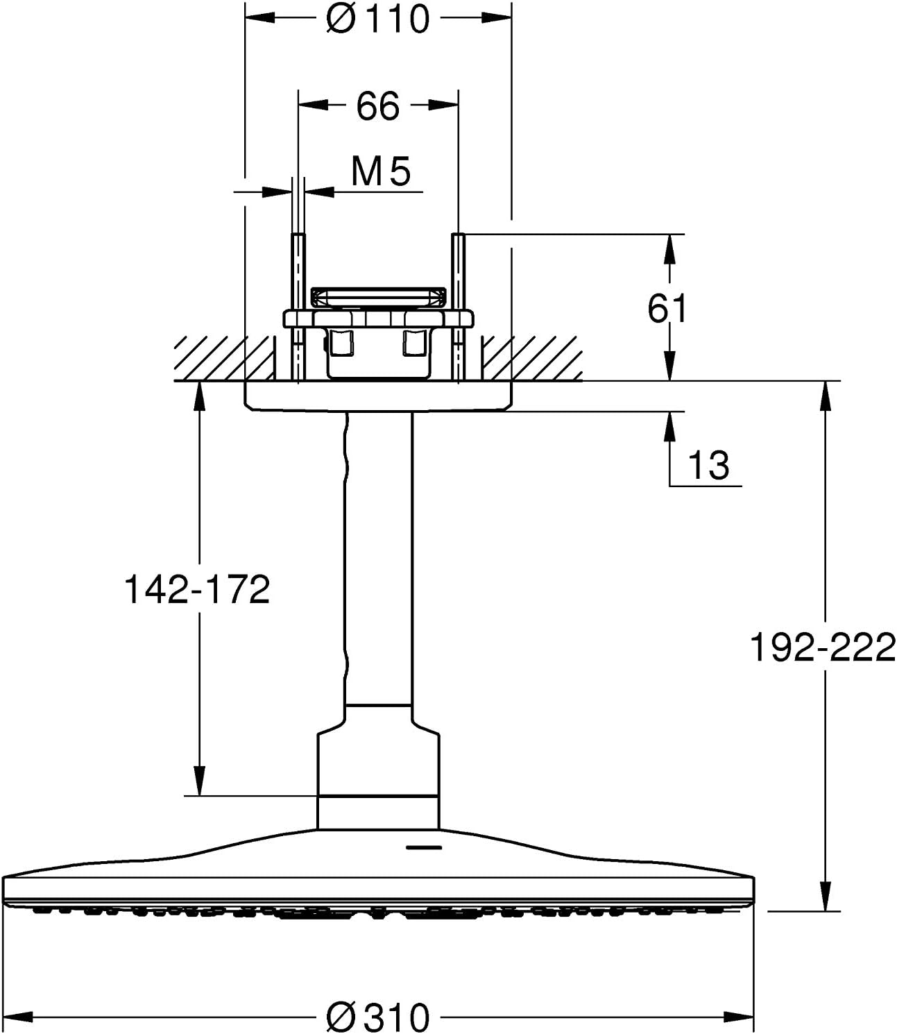 GROHE Rainshower 310 Smartactive Head Shower Set including 2 Spray Options 310mm Wall-Mounted Showerhead with 400mm Shower Arm - Image 3
