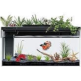 ERAARK 3.7 Gallon Betta Fish Tank self Cleaning,Smart Aquarium Aquarium kit with Filter Light Water Pump (Black)