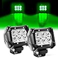 Nilight 4 inch Led Light Pod Green Spot Driving Fog Lights 2PCS 18W Off Road Fishing Hunting Emergency Safety Signal Deck Trailer Hunting Lighting for UTV Pick-up Van Boat Tractor