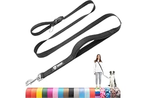 TSPRO Hands Free Dog Leash for Medium to Large Dogs, Adjustable Durable Leash with Comfortable Safety Padded Handle, Heavy Duty Metal Clasp for Walking, Running, Training (Black)