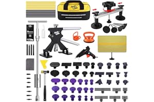 Super PDR 112 Pcs Paintless Dent Removal Kit, with Black Lifter, Bridge Puller, Slide Hammer T-Bar, PDR Light Board, Suction Cup Dent Puller & 100W Glue Gun for Auto Body Dents, Hail Damage, Door Ding