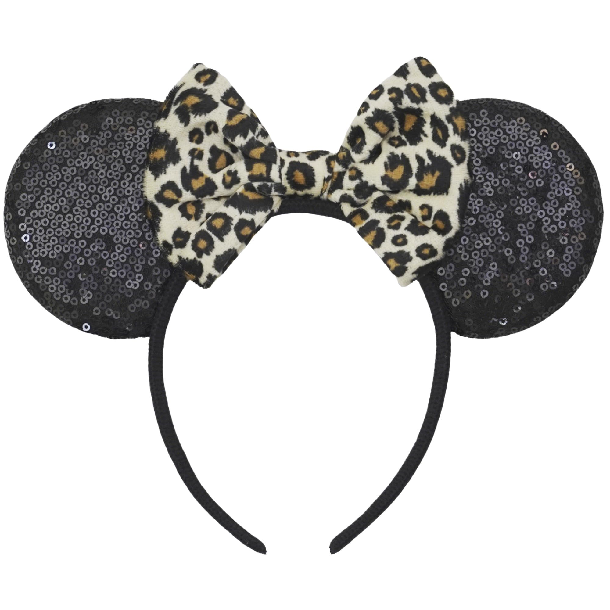 Photo 1 of XINXIYAN Mouse Animal Kingdom Ears for Women Glitter Sequin Leopard Ears Cheetah Bow Headband Birthday Party Princess Decoration