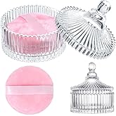 Large Body Powder Puff and Container, 3.54 Inch Women Powder Puff with Crystal Case for Dusting Powder, Pink