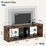 Bestier 140cm TV Stand Cabinet with RGB LED Lights 55/65 inch Rustic Brown view 3