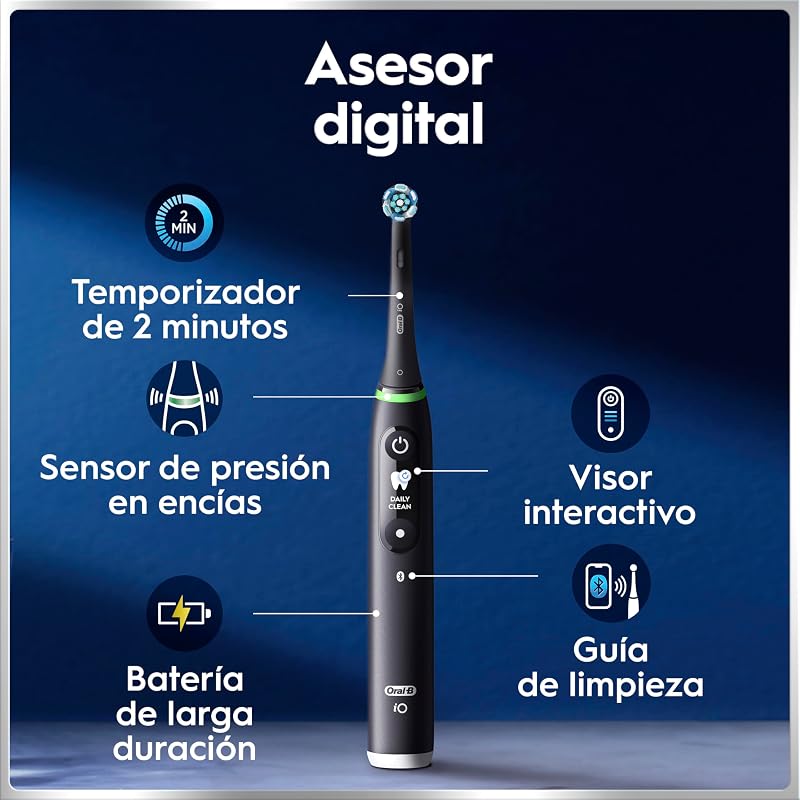 Oral-b io 6 oral-b io 6n escova de dentes elétrica preta, com 2 cabeças e 1 estojo de viagem, projetada pela braun, projetada pela braun
